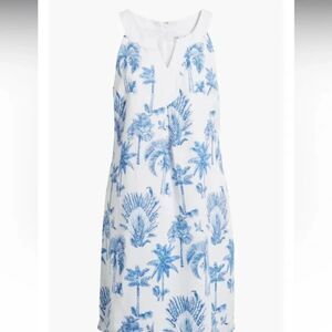 Tommy Bahama Dress Women 16-18 Blue Print Linen Blend Sleeveless Shift Dresses